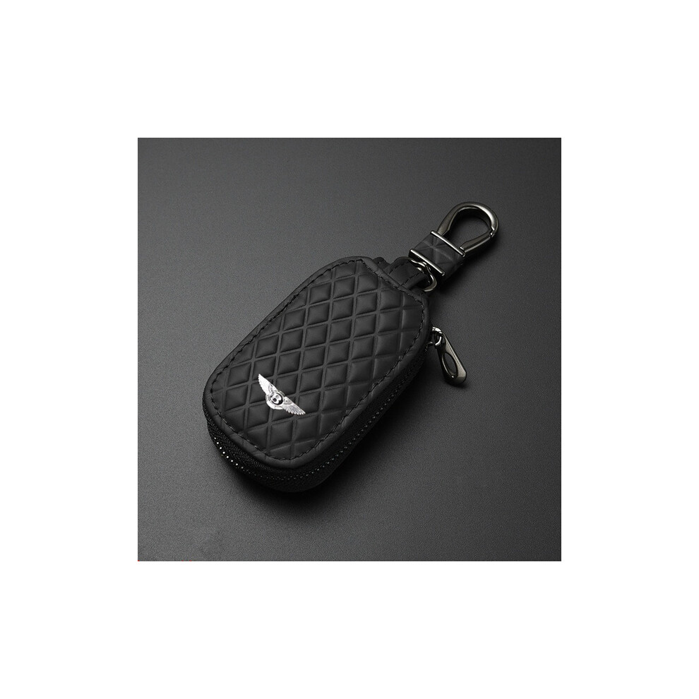 (Black) Leather Car Key Wallet Car Key Case For Bentley Auto