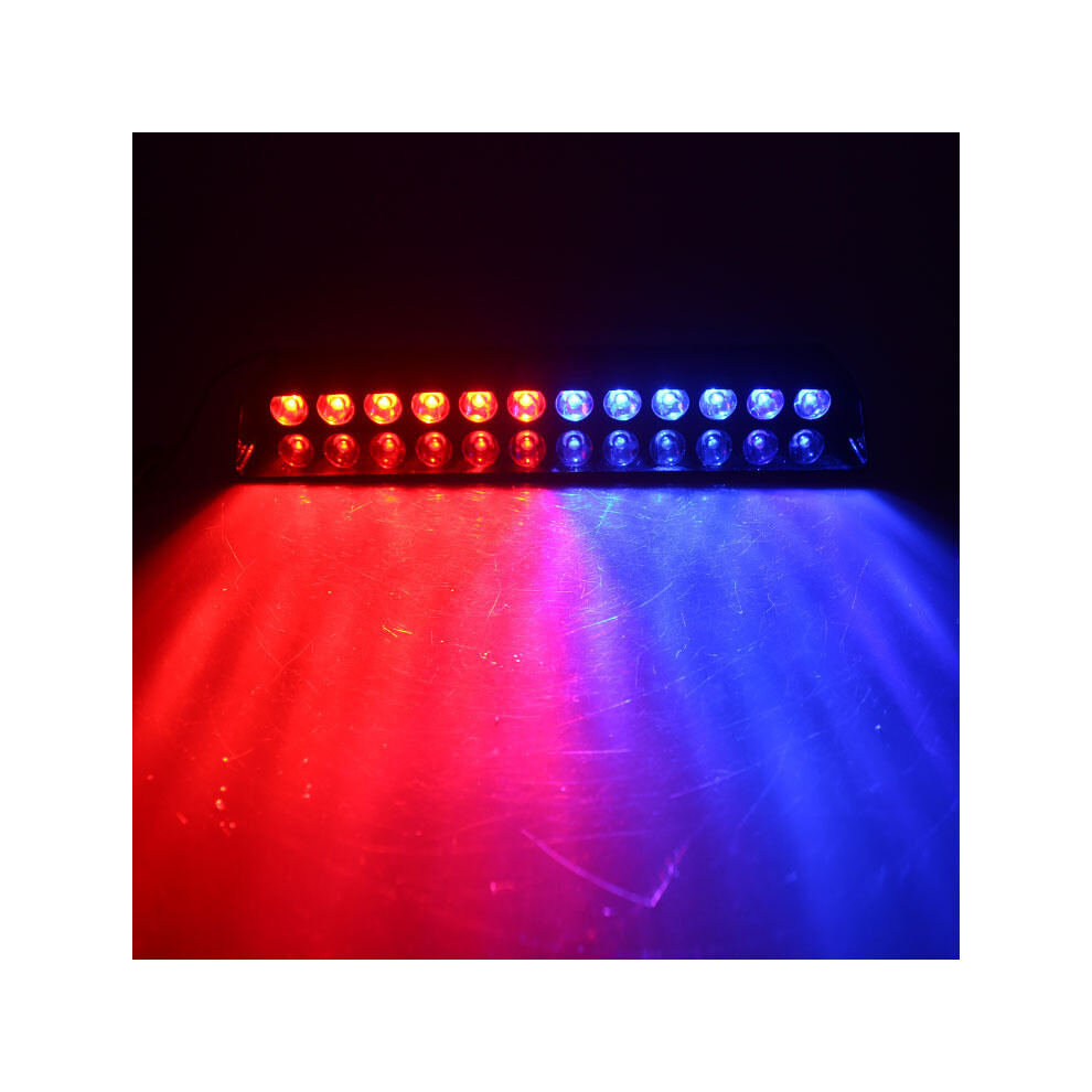 (Red Blue) 12 LED Emergency Strobe Flash Light Bar RED WHITE Car Police Warning Dash