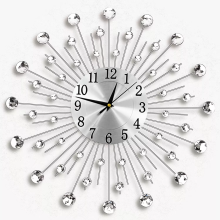 50cm Silver Living Room Diamond Beaded Crystals Jeweled Wall Clock