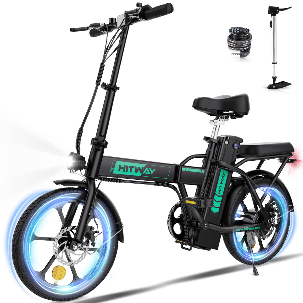 HITWAY E-Bike for Adults 16 Inch Lightweight 250W Electric Folding Pedal Assist Bike with Lock