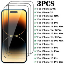 (For iPhone 14) 3Pcs Protective glass For iPhone 14 13 12 11 Pro Max X XS XR 13 Mini screen protector For iphone 15 Pro Max 14 Plus glass Film Screen Protectors