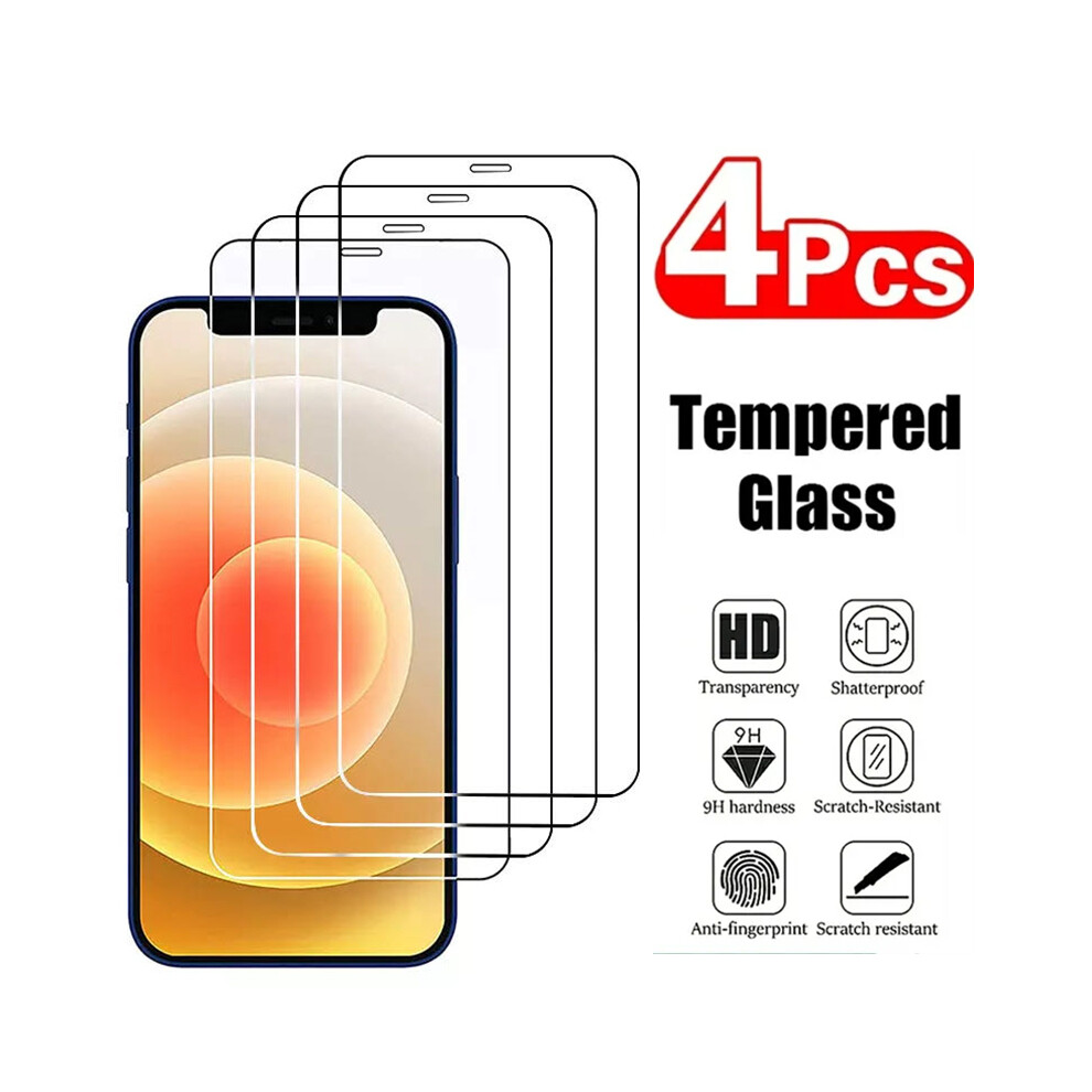 (4Pcs Tempered Glass, For Iphone X Xs) 4Pcs Protective Glass For Iphone 11 12 13 15 Pro Max Mini Screen Protector For Iphone X Xr Xs Max 14 Plus Tem 9192260163579