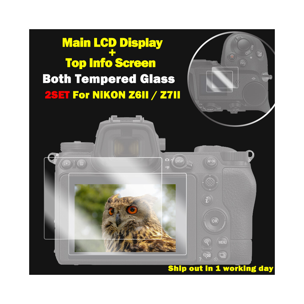 (2SET For Z6II Z7II) For Nikon Z8 Z6 Z6II Z7 Z7II Z9 Tempered Camera Protective Glass Main LCD Display +Top Info Screen Protector Guard Cover  Screen Protectors