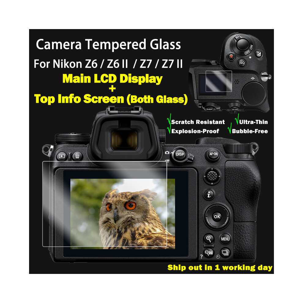 (2SET For Z8) For Nikon Z8 Z6 Z6II Z7 Z7II Z9 Tempered Camera Protective Glass Main LCD Display +Top Info Screen Protector Guard Cover  Screen Protect