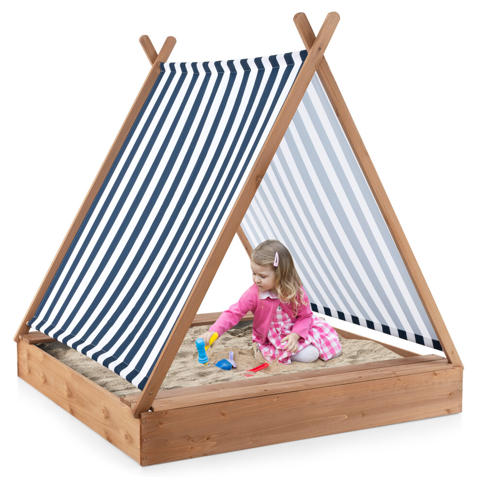 Large Wooden Sand Box Kids Sandbox with Cover for Backyard Beach