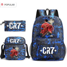 (1) 3pcs Football CR7 Backpack 3D Printe Teens Shoulder Bags