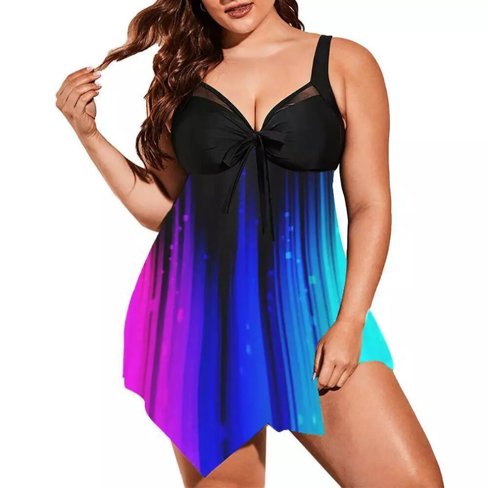 (#4 Colorful, 4XL) Plus Size Women Padded Tankini Set Swimming Costume Beachwear Bathing Swimsuit-image-OPC-PDZXY9Y-NEW