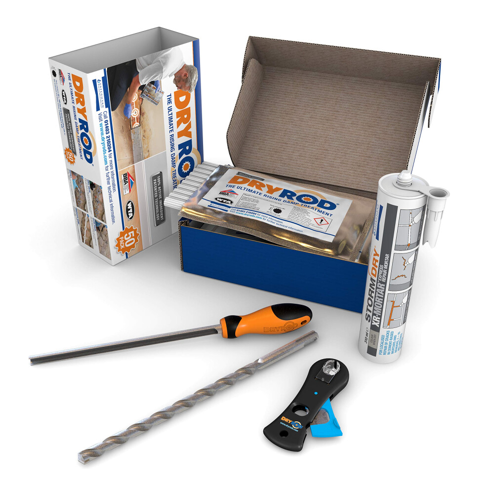 (6m (9" wall)) Dryrod Damp Proofing Rods DPC Kit - BBA Approved Rising Damp Treatment