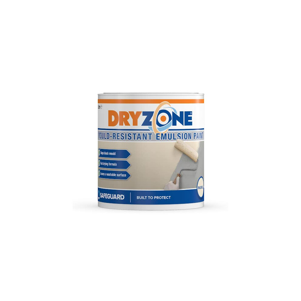 (1L, Magnolia) Dryzone Anti Mould Paint - 5 Years Protection Against Mould Growth for Walls and Ceiling. 50m² - 60m² Coverage