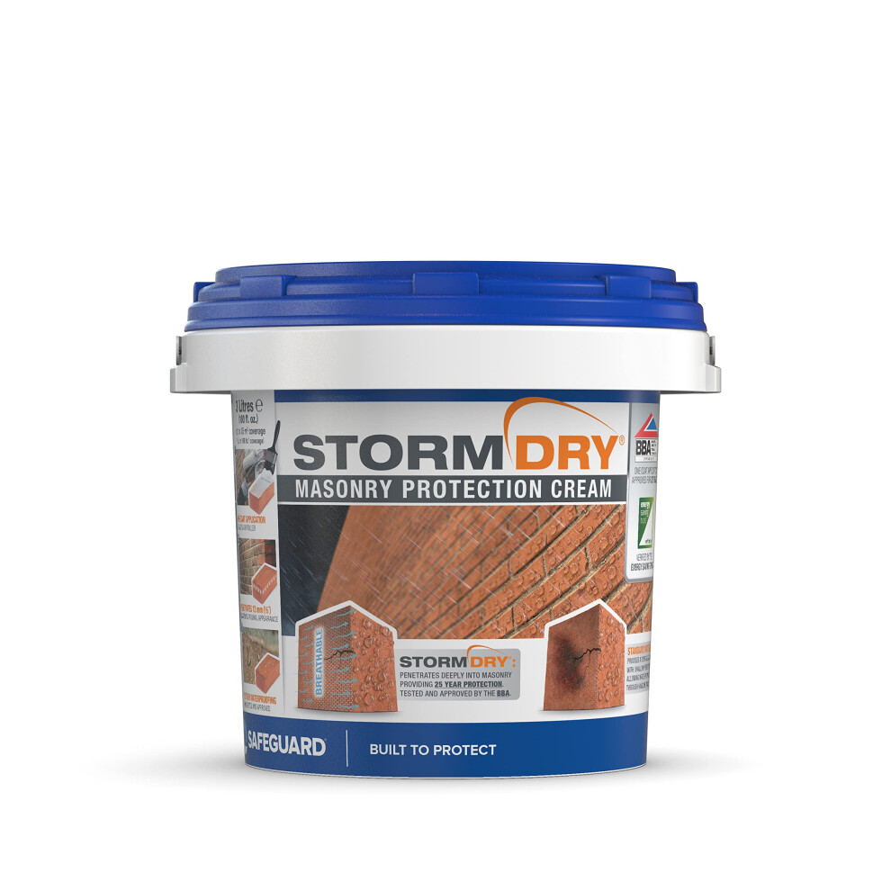 (3L) Stormdry Masonry Waterproofing Cream 25-Year BBA Approved Exterior Brick, Stone, Concrete, Stone, Mortar, Sandstone Sealer