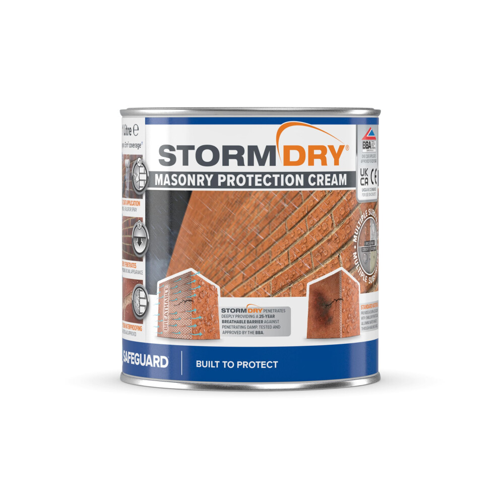 (1L) Stormdry Masonry Waterproofing Cream 25-Year BBA Approved Exterior Brick, Stone, Concrete, Stone, Mortar, Sandstone Sealer