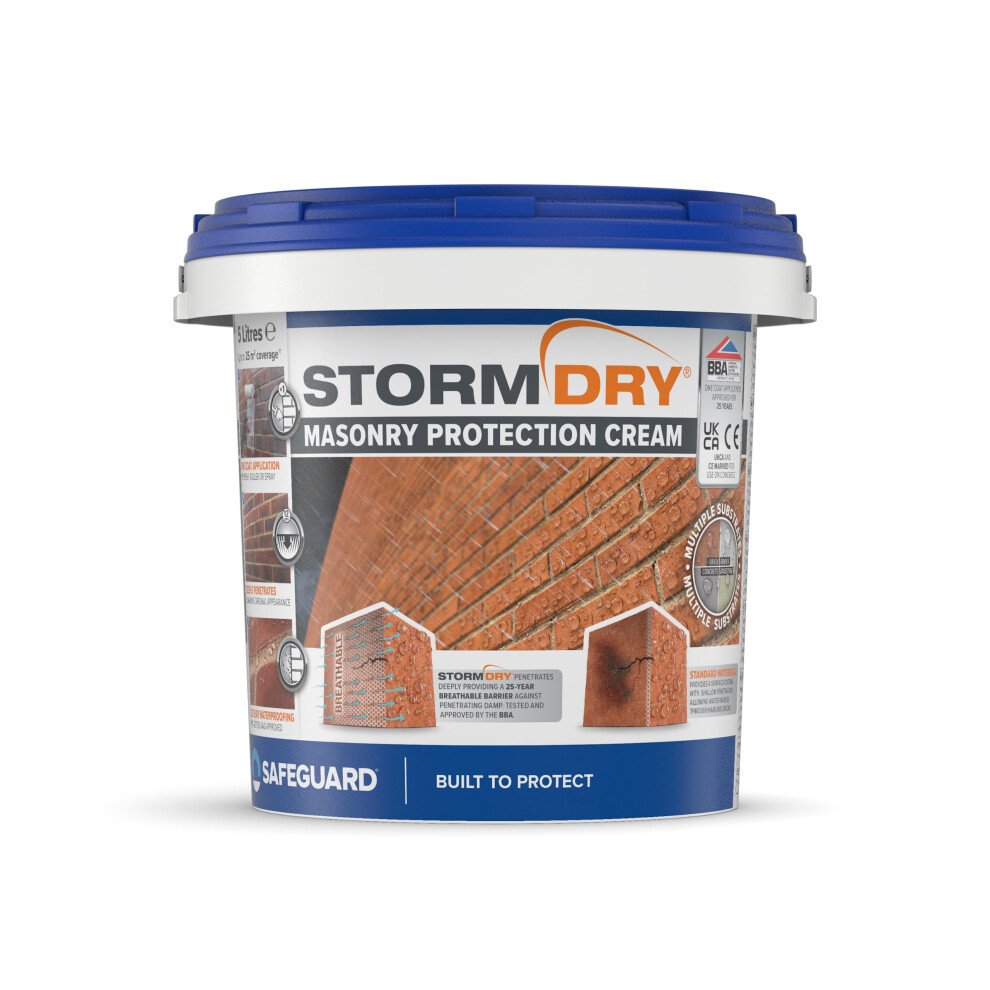 (5L) Stormdry Masonry Waterproofing Cream 25-Year BBA Approved Exterior Brick, Stone, Concrete, Stone, Mortar, Sandstone Sealer