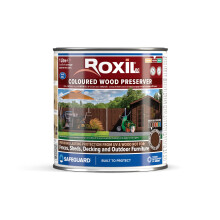 (1L, Burnt Umber) Roxil Wood Stain Preserver - Fast-Drying Satin Finish for Decking, Fence, Shed, Furniture. Up to 5 Year Protection for Indoor & Outdoor