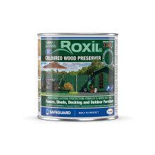 (1L, Fir Green) Roxil Wood Stain Preserver - Fast-Drying Satin Finish for Decking, Fence, Shed, Furniture. Up to 5 Year Protection for Indoor & Outdoor