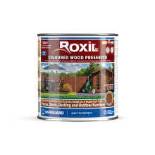 (1L, Chestnut) Roxil Wood Stain Preserver - Fast-Drying Satin Finish for Decking, Fence, Shed, Furniture. Up to 5 Year Protection for Indoor & Outdoor