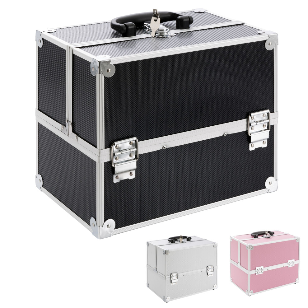 AREBOS Aluminium Beauty Cosmetics & Make Up Case/Box Nail Art Case Hairdressing Case (Black)