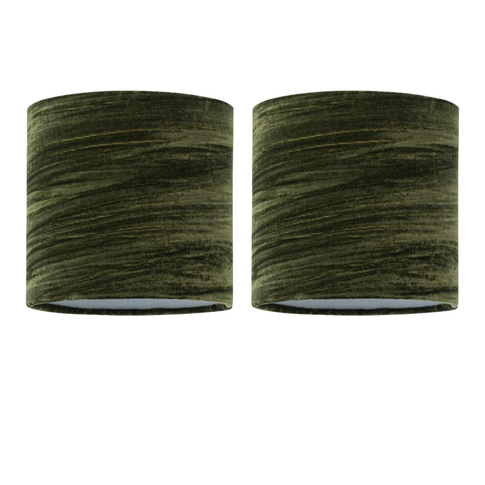 Set of 2 Green Crushed Velvet 15.5cm Table Lamp Shades