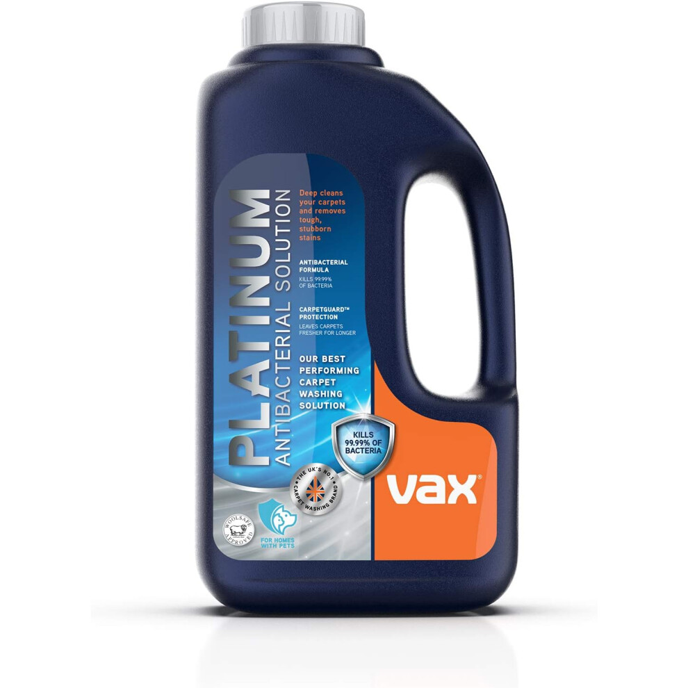 Vax Platinum Antibacterial 1.5L Carpet Cleaner Solution |Kills 99.99% of Bacteria | Neatralises Pet Odours - 1-9-142404, Blue