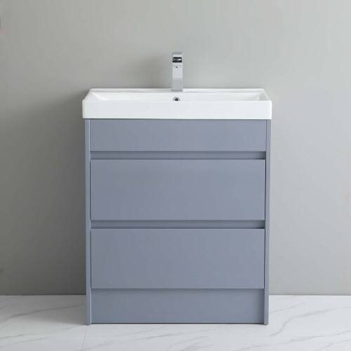 750mm Bathroom Vanity Unit Basin Sink Floor standing Unit 2 Drawers Grey 1