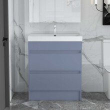 750mm Bathroom Vanity Unit Basin Sink Floor standing Unit 2 Drawers Grey