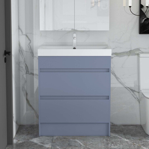 750mm Bathroom Vanity Unit Basin Sink Floor standing Unit 2 Drawers Grey