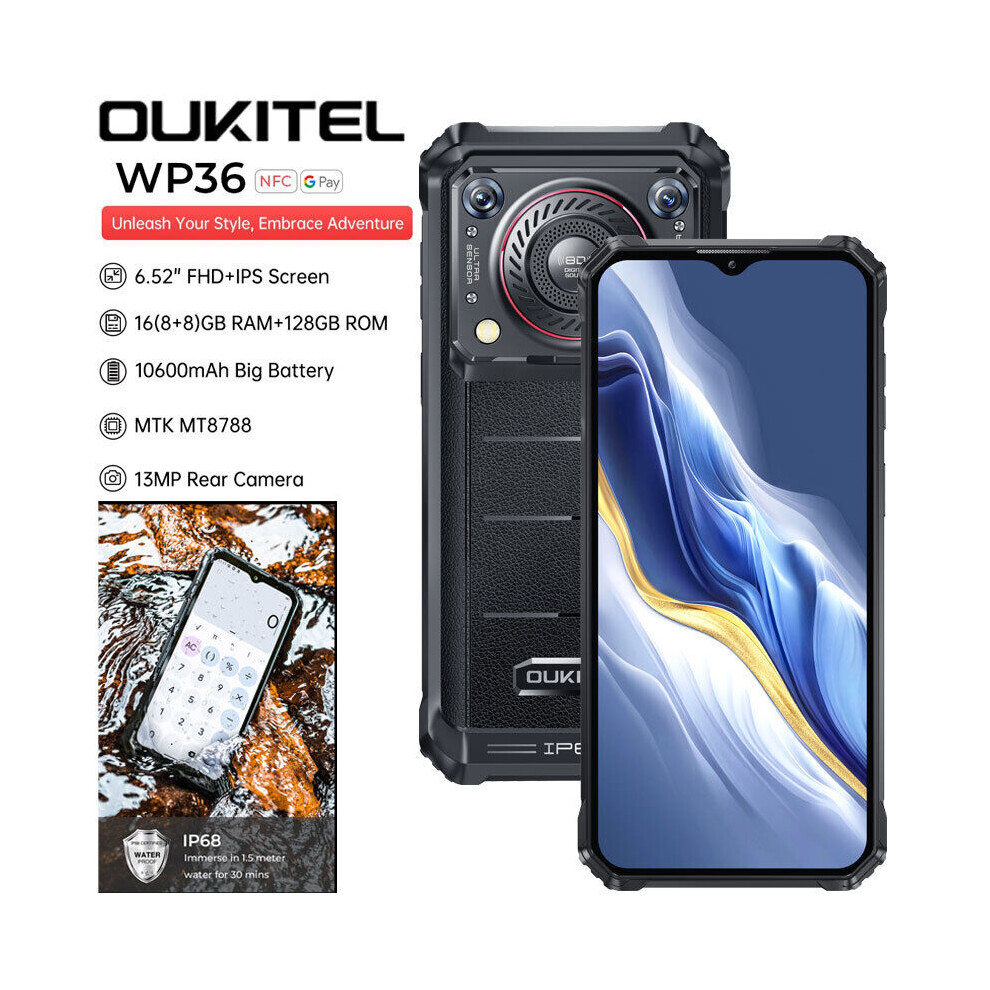 OUKITEL WP36 Rugged Phone 8+128GB 10600mAh NFC Global Version Dual SIM IP68