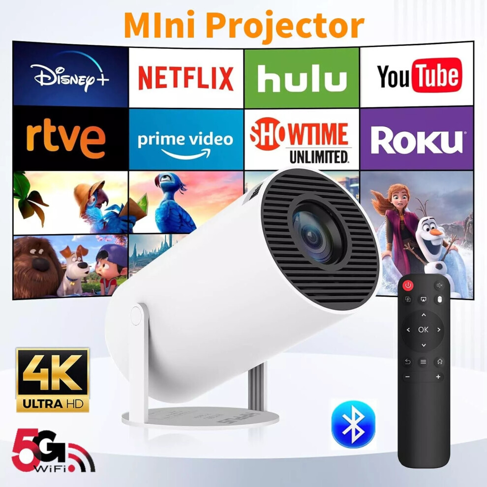 5G 4K Projector HD LED Smart WiFi Bluetooth Android, IOS Home Theater HDMI USB