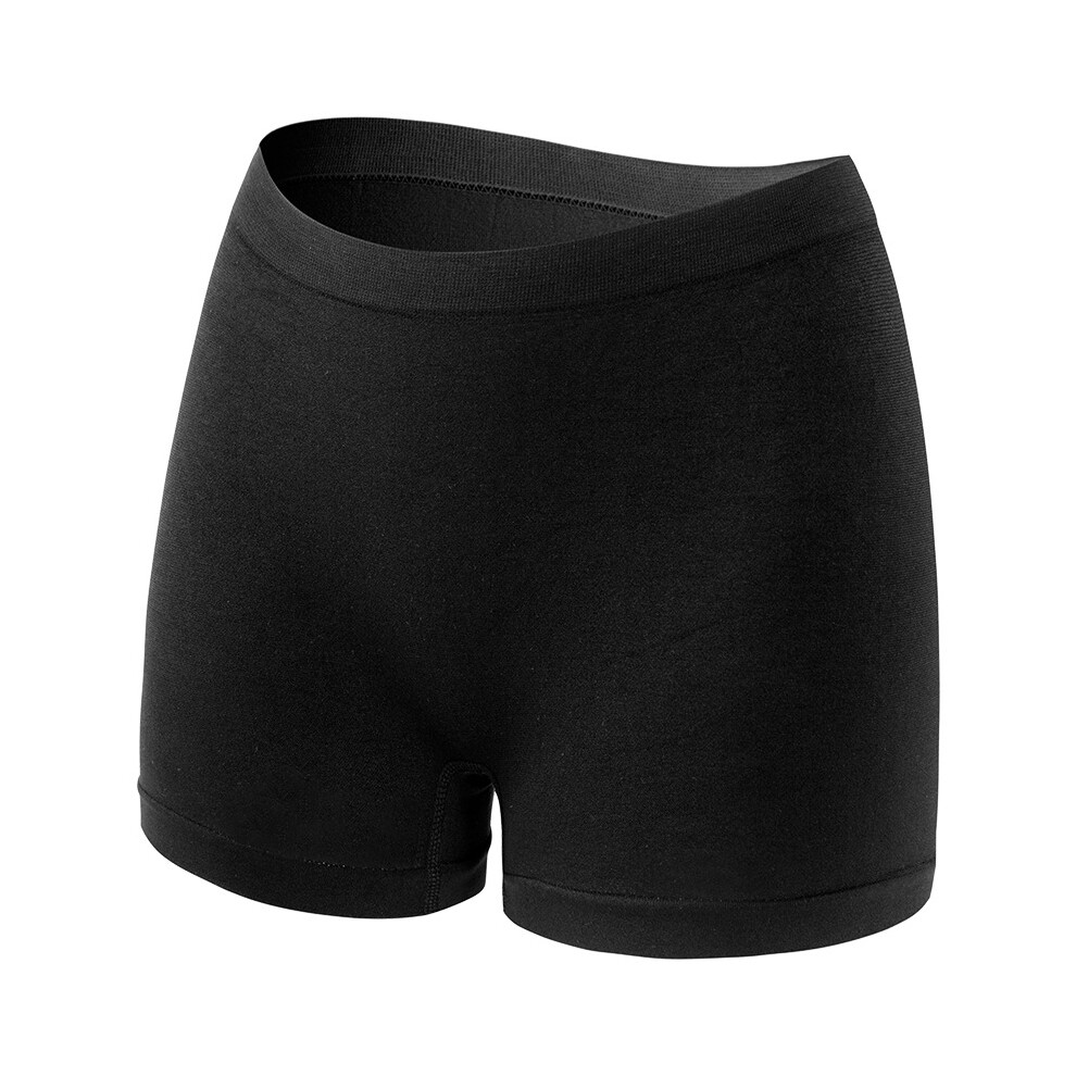 (Black, 4XL) Womens Ladies Plain Underwear Mid Waist Seamless Stretch Boxer Shorts Pants Lot