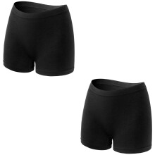(Pack of 2 Black, M) Womens Ladies Plain Underwear Mid Waist Seamless Stretch Boxer Shorts Pants Lot