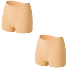 (Pack of 2 Nude, S) Womens Ladies Plain Underwear Mid Waist Seamless Stretch Boxer Shorts Pants Lot