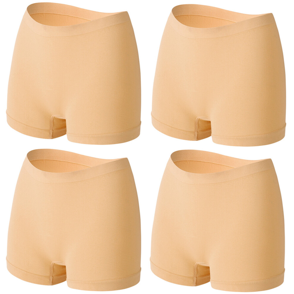 (Pack of 4 Nude, 5XL) Womens Ladies Plain Underwear Mid Waist Seamless Stretch Boxer Shorts Pants Lot