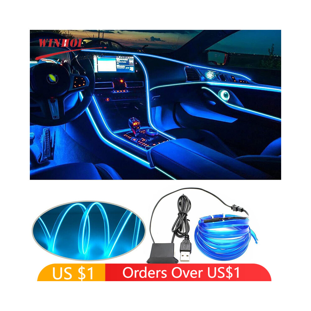(5 Meter, Yellow with USB) EL Wire for Car Interior Strip Lights with USB 1m/2m/3m/5m Flexible LED-image-OPC-PDZY6RX-NEW