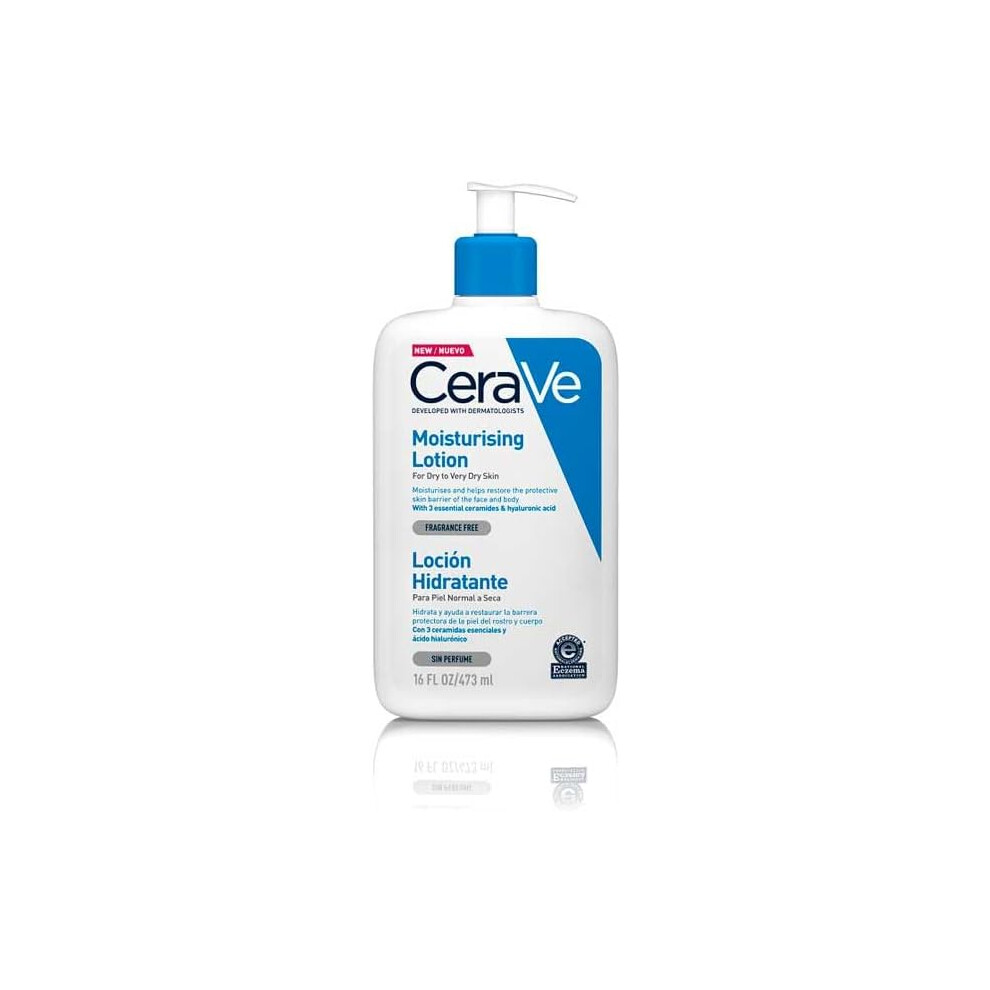 CeraVe Moisturising Lotion for Normal to Very Dry Skin 473 ml, Body and Face Moisturiser with Hyaluronic Acid and 3 Essential Ceramides