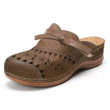 (Brown, UK 7.5 (EU 43)) Women's Lightweight Slip On Shoes Work Soft Slingback Slippers Comfy Sandals