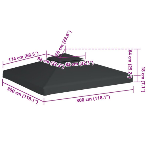 (Dark Grey) Gazebo Cover Canopy Replacement Top Garden 3 x 3m 2