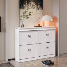 2-Tier Flip Down Shoe Bench Cabinet Entryway Shoe Rack Shoe Cabinet for Easy Access