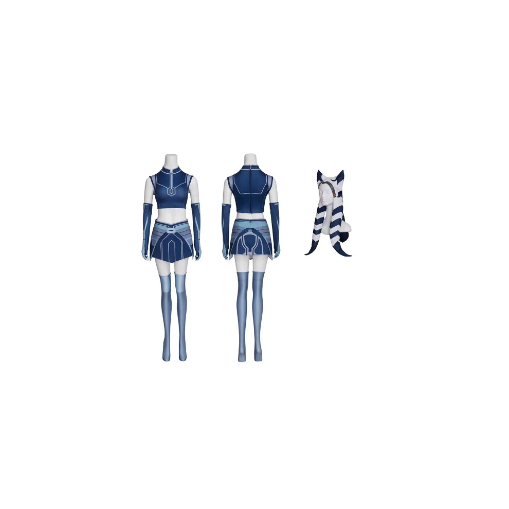 (M) Ahsoka Tano Cosplay Blue Battle Suit