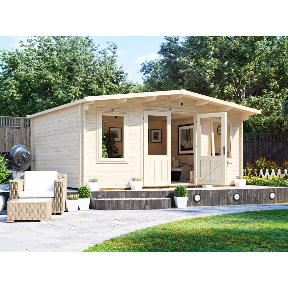 Dunster House Wooden Log Cabin for Garden 5 x 4 Metres Severn