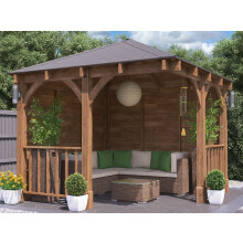 Wooden Corner Gazebo 3x3m Pressure Treated Roof Shingles Leviathan Dunster House