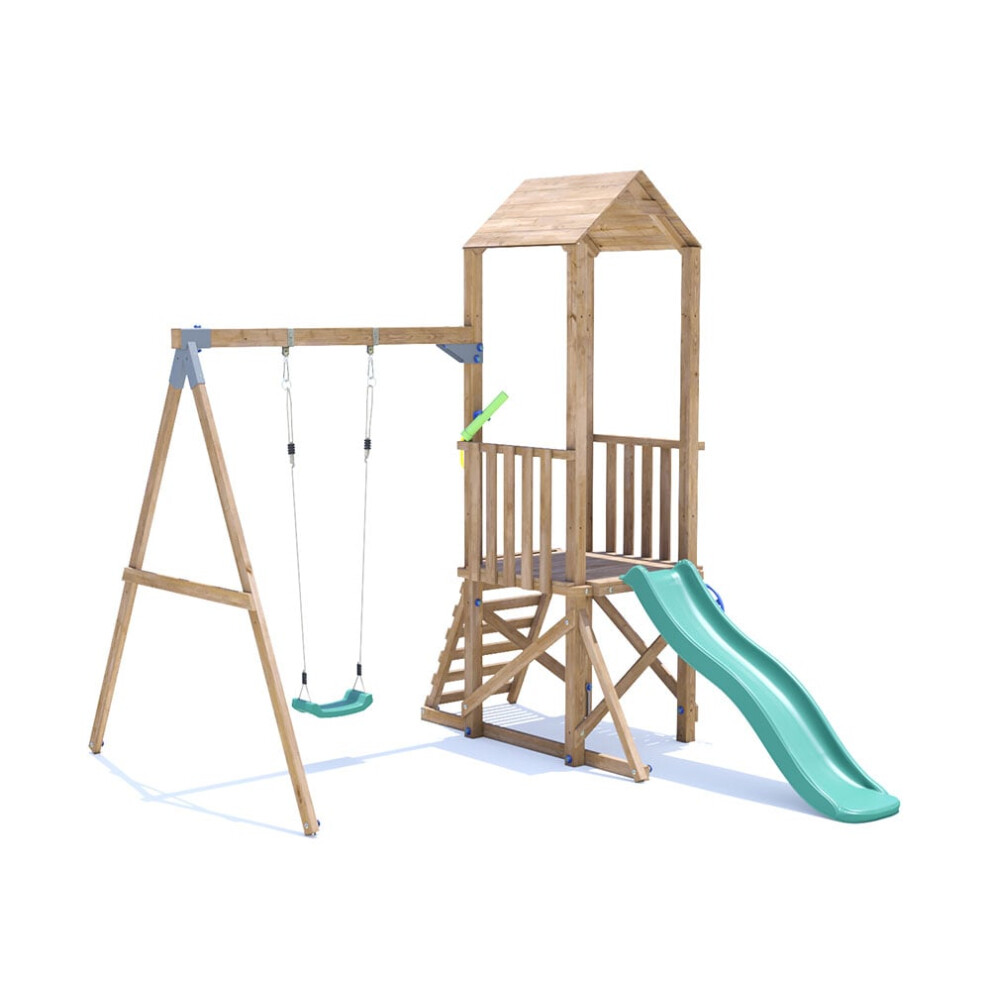 SquirrelFort Climbing Frame with Single Swing, Low Platform & Slide