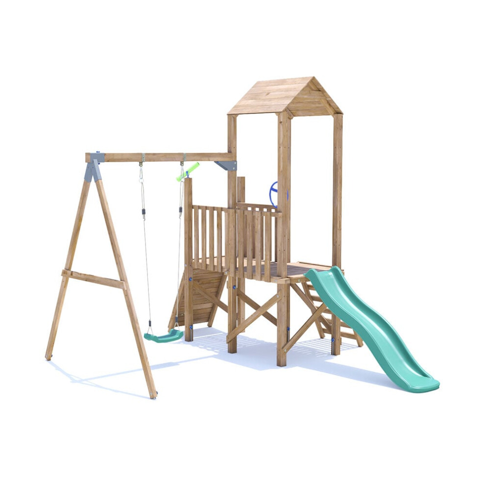 FrontierFort Climbing Frame with Single Swing, Low Platform & Slide