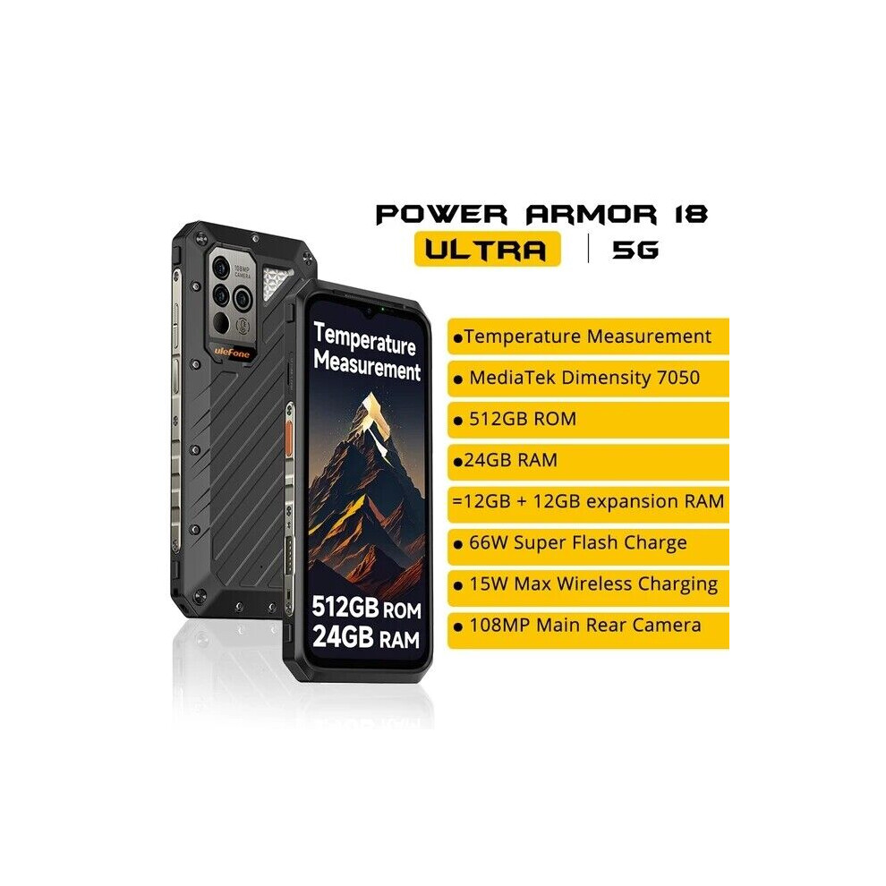Ulefone Power Armor 18 Ultra (12+12)GB+512GB 5G Rugged Phone 9600mAh Global Dual SIM-image-OPC-PDZY9GB-NEW