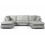 Bishop Silver Alaska Fabric U Shape High Back Corner Sofa 2