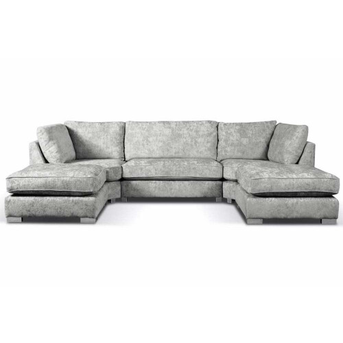 Bishop Silver Alaska Fabric U Shape High Back Corner Sofa 1