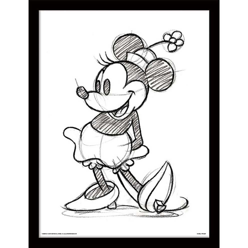 Minnie Mouse (Sketched - Single) Framed 30 x 40cm Print