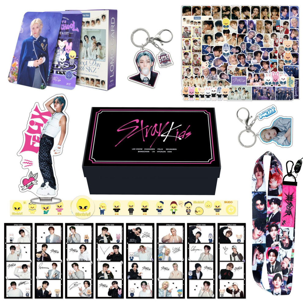 (FELIX gift box) KPOP Stray Kids gift box FELIX Lee Min-ho and Hwang Hyun-jin peripheral set bookmarks small cards stickers gift pack