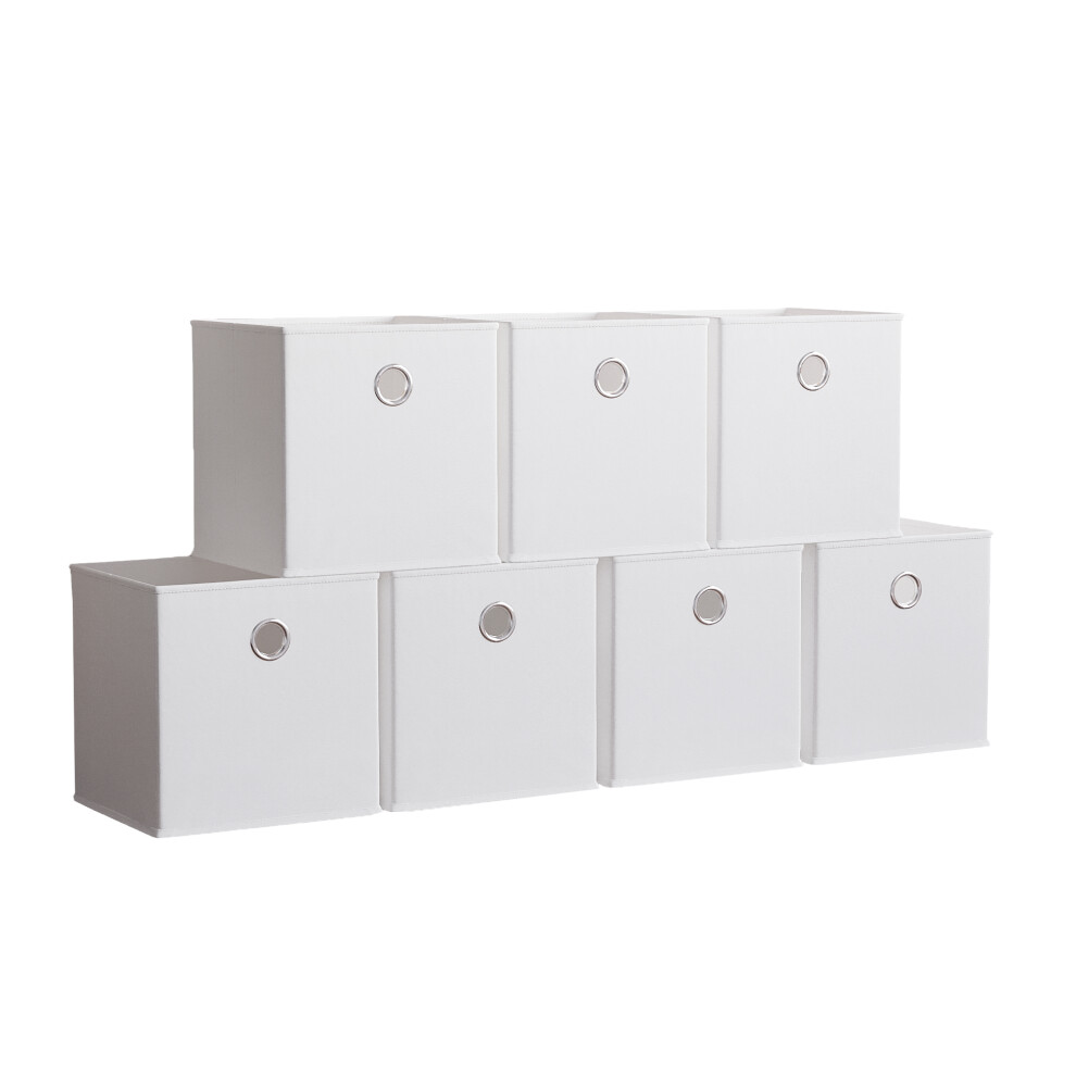 (White, 7) Durham Basket Set Drawers Bookcase Organiser Box