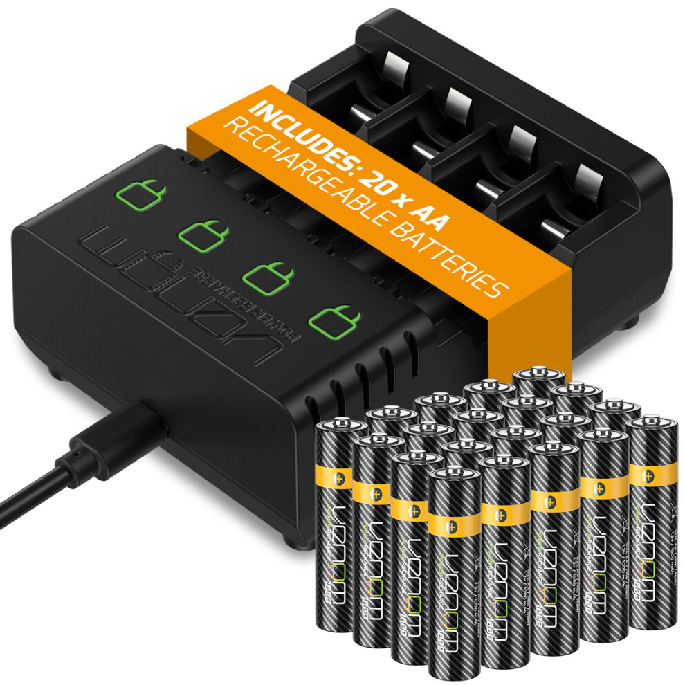 Venom Rechargeable Battery Charging Dock Plus 20 X Aa 1000Mah Batteries 5031300096450