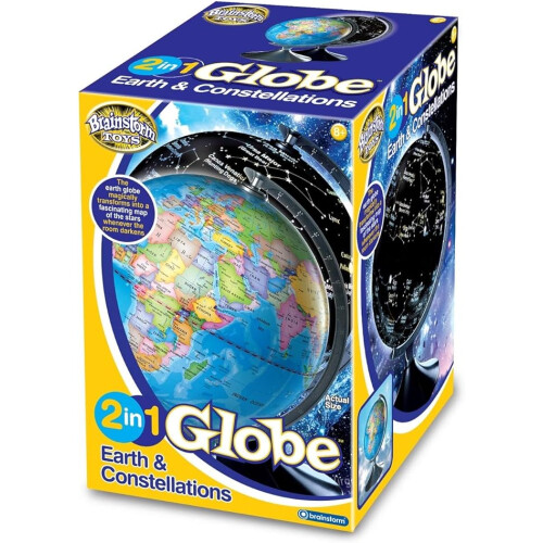 Brainstorm Toys E2001 Light Up 2 in 1 Globe Earth Constellations, Multicolor