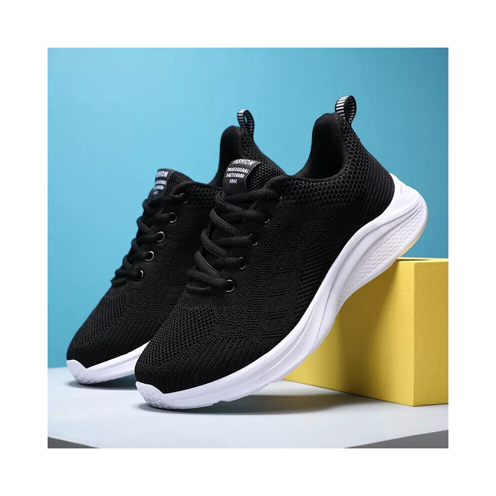 (Black, UK 6.5=EUR 39) Ladies Running Trainers Sneakers Slip On Womens Walking Gym Fashion Comfy Shoes